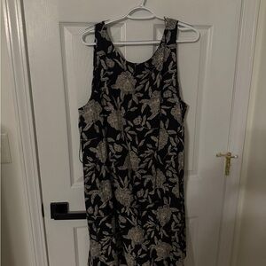 Floral Black and Cream Sleeveless Dress